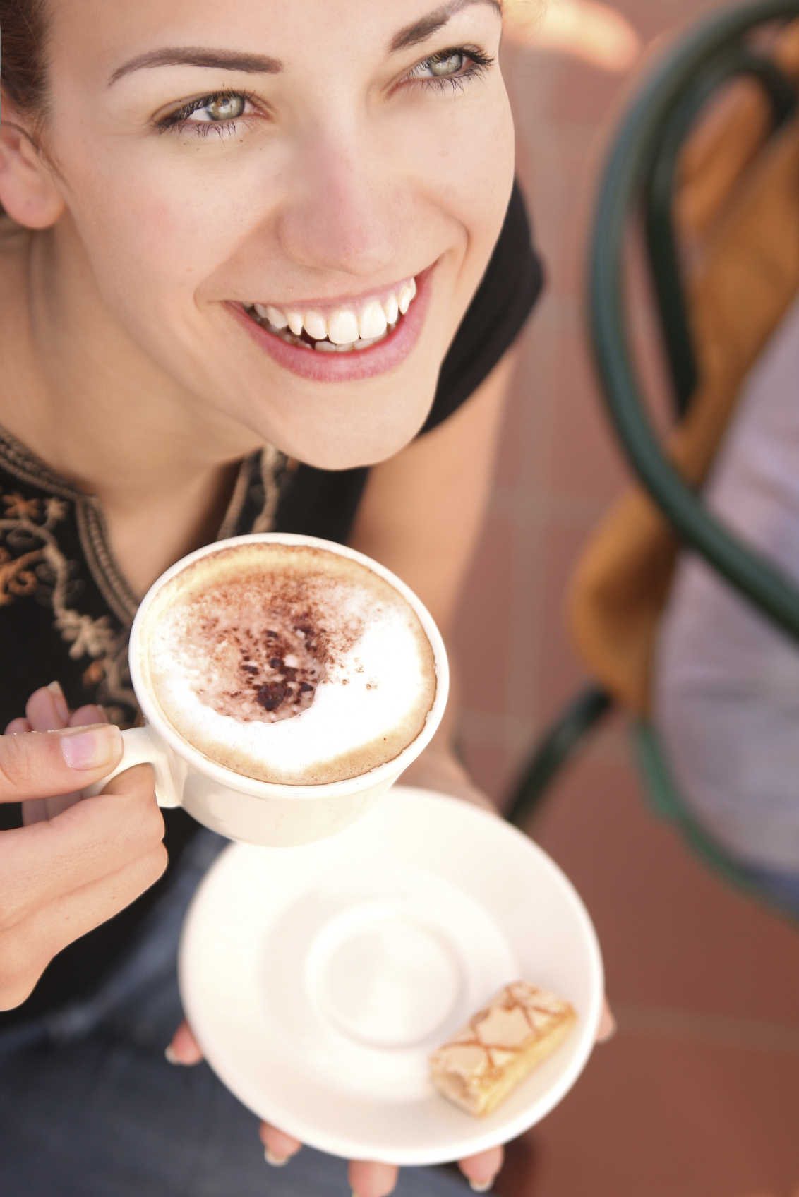 happy woman drinking coffee