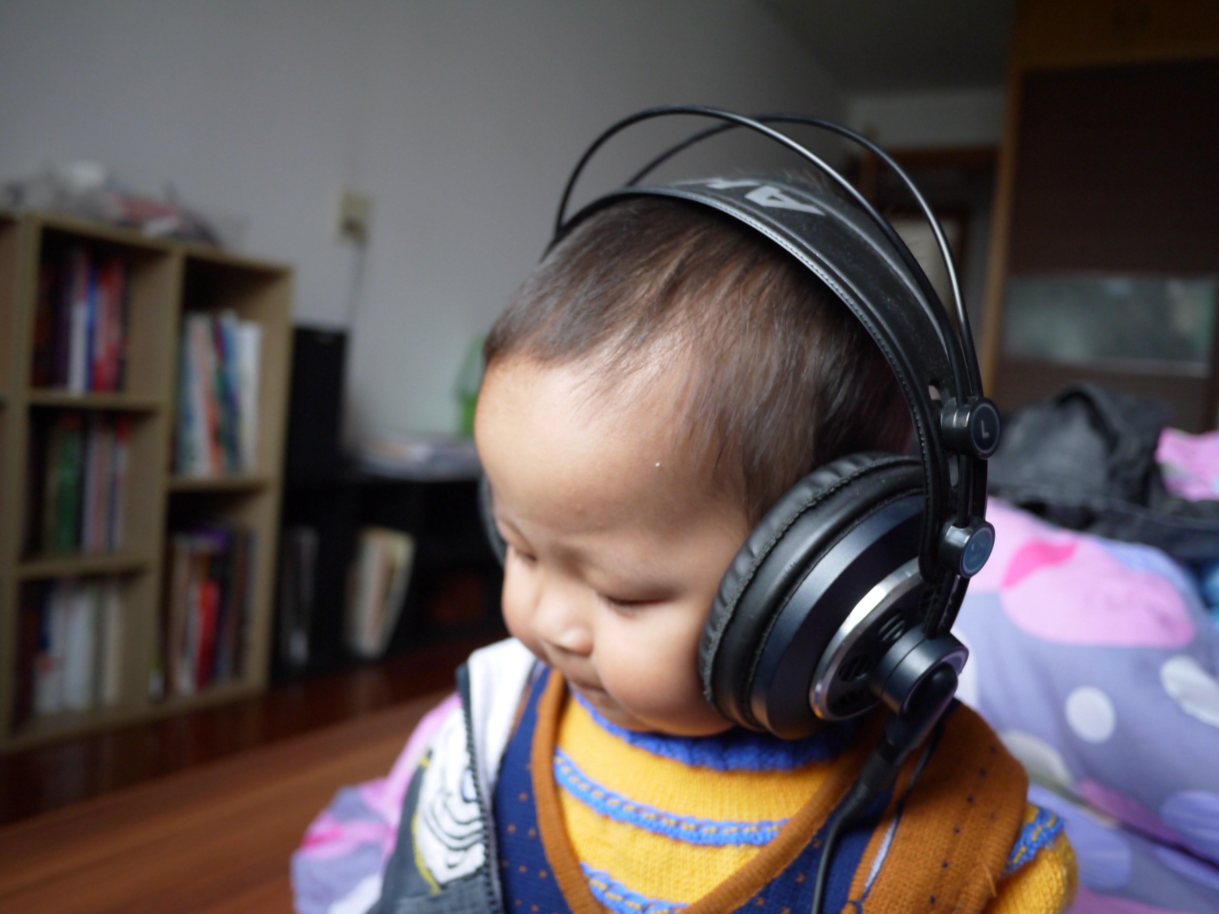 Baby in headphones