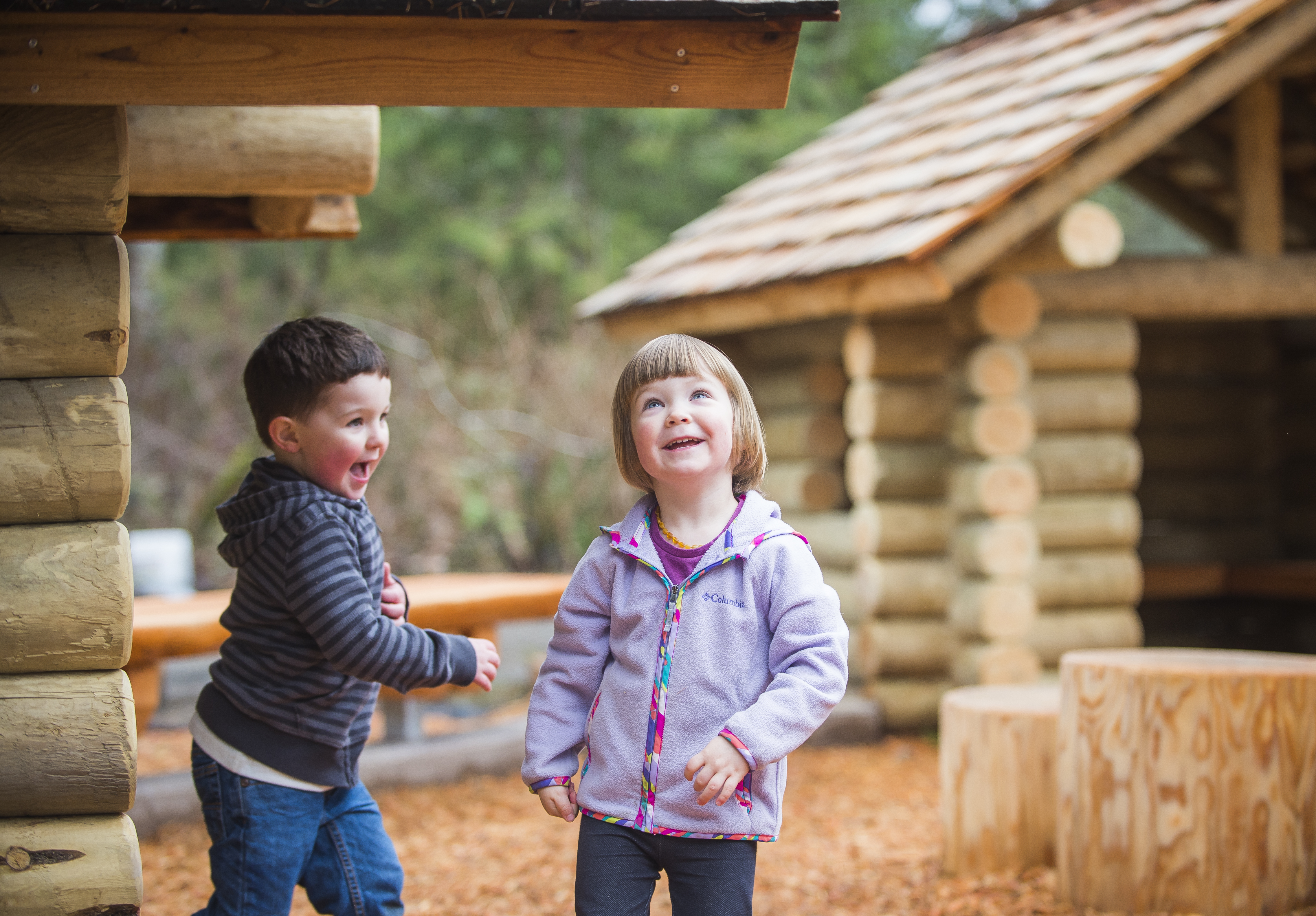 Tot-sized logs cabins at Kids' Trek