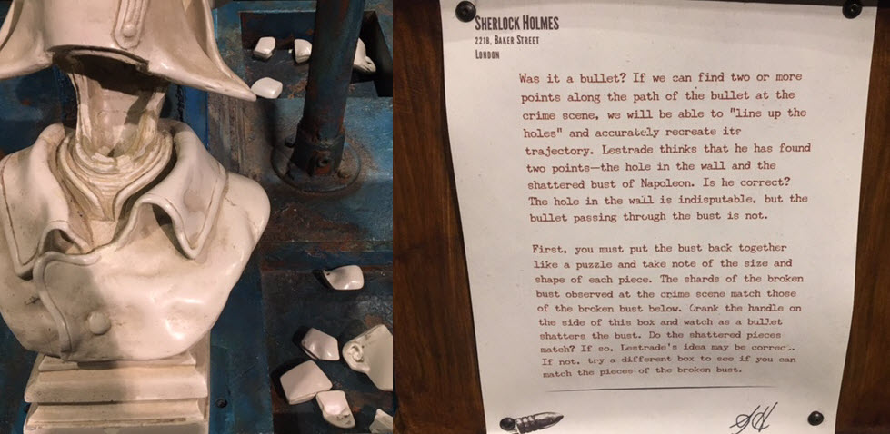 An example of a piece of evidence to analyze, with Holmes' instructions. Photo credit: Elisa Murray