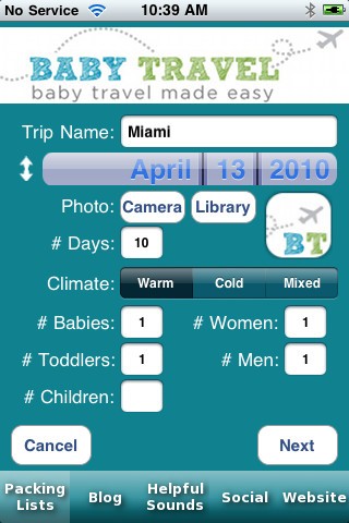 Baby Travel iPhone app