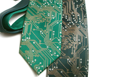 Circuit board computer tie by the Scatterbrain Ties Etsy shop