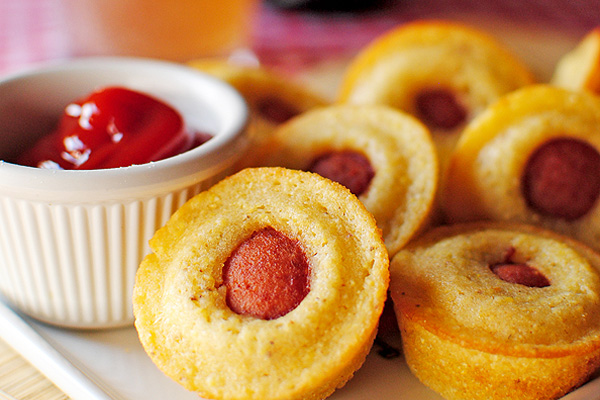 Super Bowl Snack: mini corn dog muffins by Iowa Girl Eats