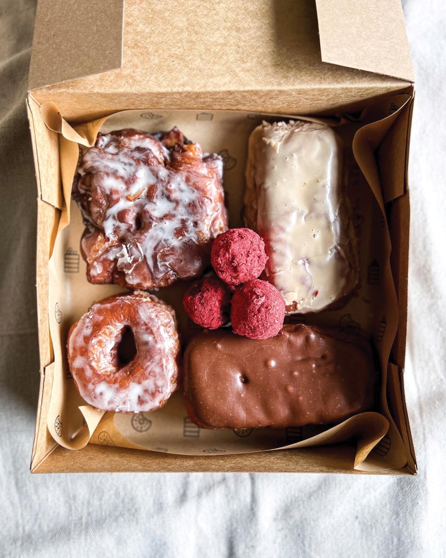 "Box of fancy doughnuts"