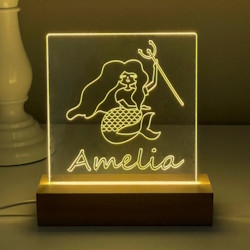 "Mermaid engraved nightlight"