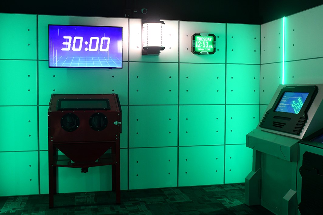 Inside one of the escape room games at Arena Sports’ new family entertainment center in Issaquah, Wash., near Seattle