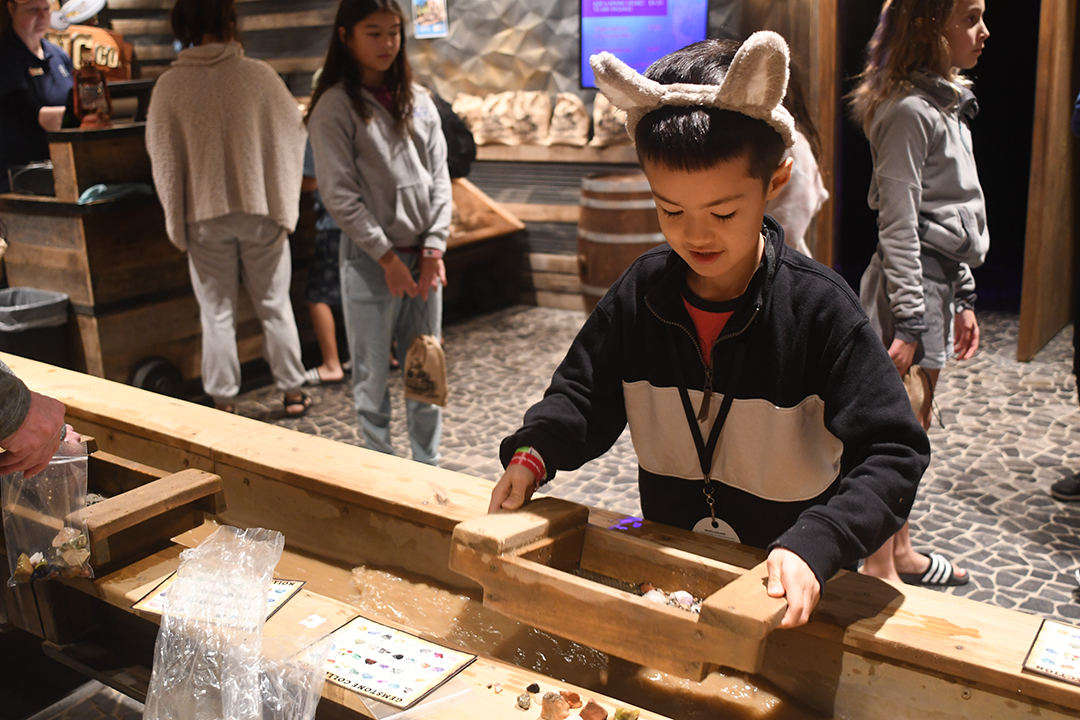 A boy mines for minerals at Great Wolf Lodge, among extra activities for kids and families during a stay at Great Wolf