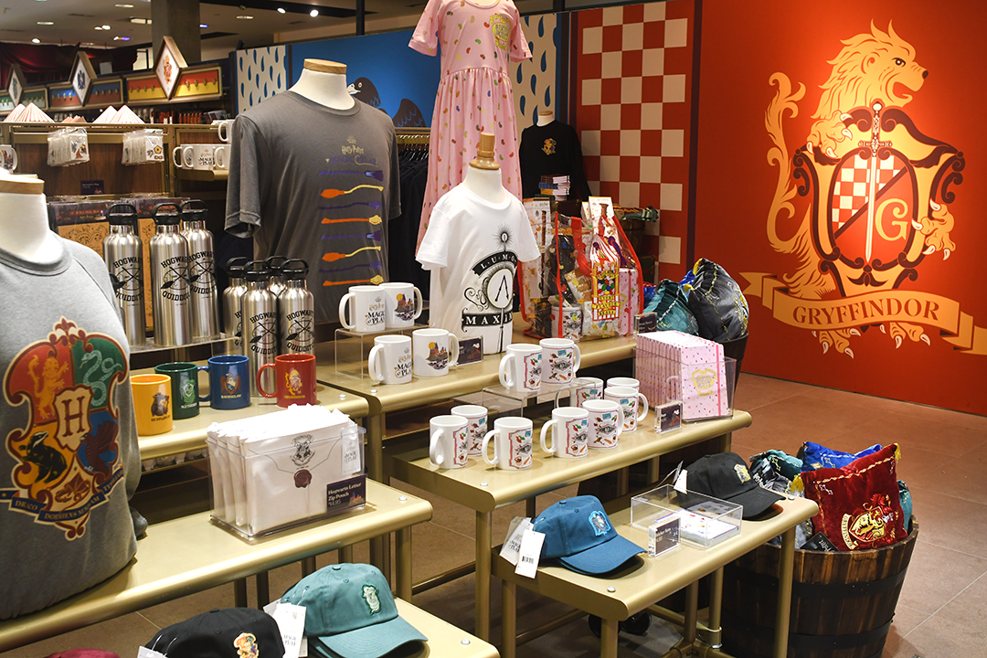 Lots of merchandise and souvenirs in the gift shop of Harry Potter: Magic at Play