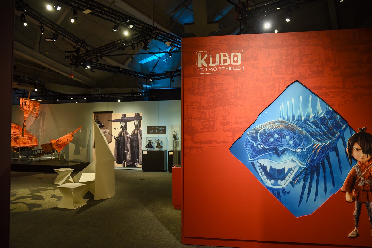 The section of the exhibit on LAIKA films dedicated to Kubo and the Two Strings at Seattle's museum of pop culture
