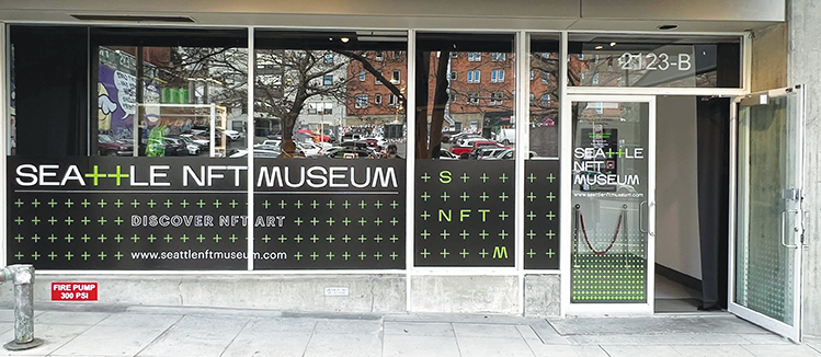 "Image of the outside of the Seattle NFT Museum"