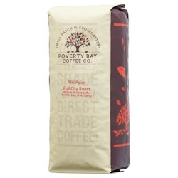 "bag of coffee beans from Poverty Bay Coffee Company"