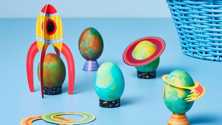 "Rocket ship egg dying kit Easter decorations"