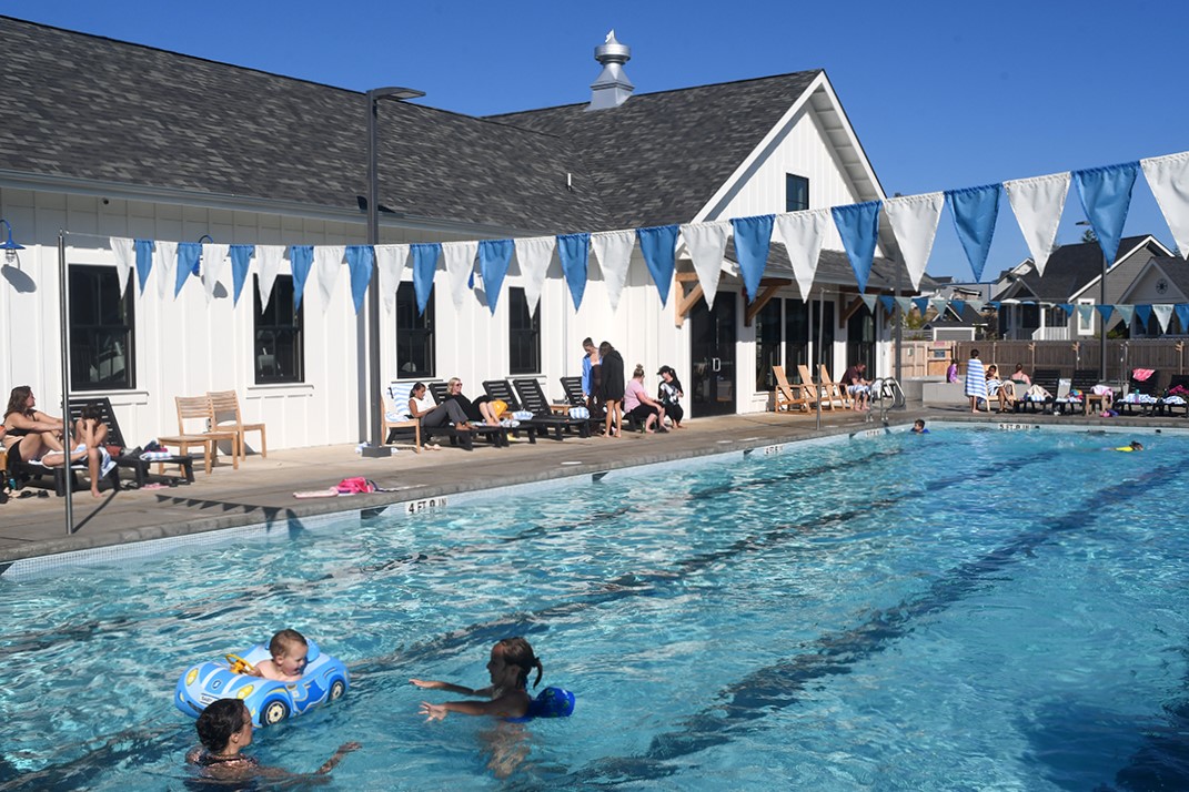 New outdoor swimming pool at Seabrook, popular Washington beach getaway