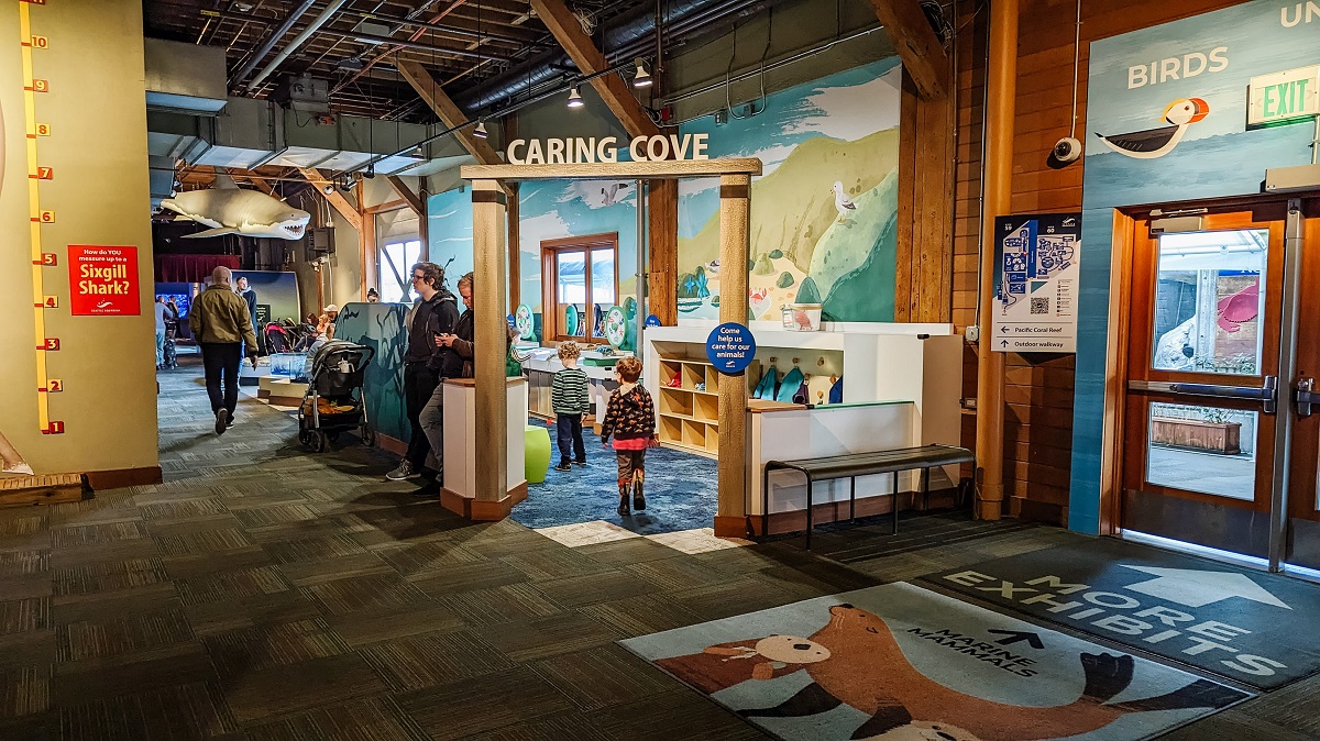 Entrance to Caring Cove indoor play area at the Seattle Aquarium. Caring Cove recently underwent a refresh.