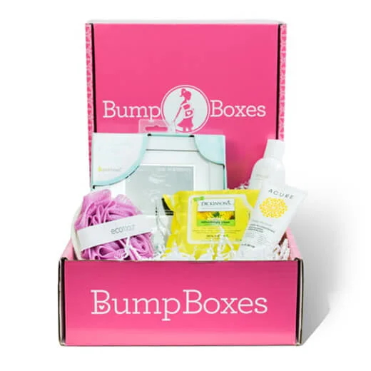 "Image of a bump box with girt items for pregnant person"