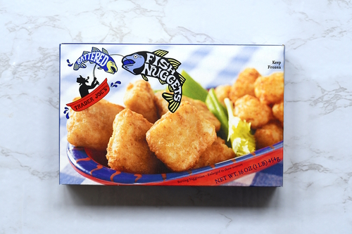"Box of frozen fish nuggets"