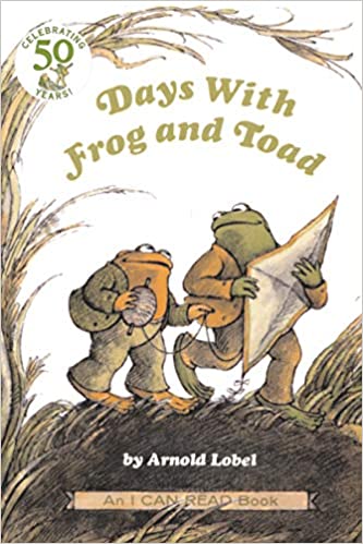 "Book cover for Days with Frog and Toad. Frog and Toad smiling at each other, carrying a kite."