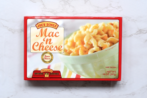 "Box of frozen Mac 'n cheese"