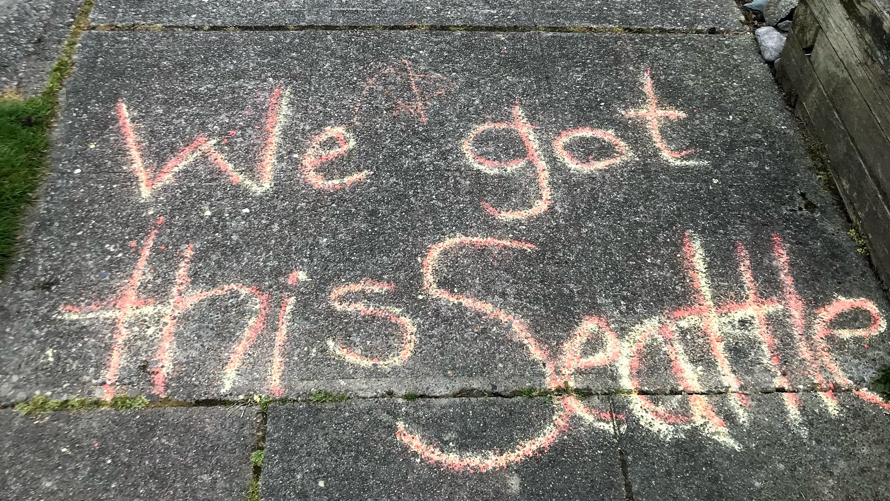 "Positive sidewalk chalk menssage"