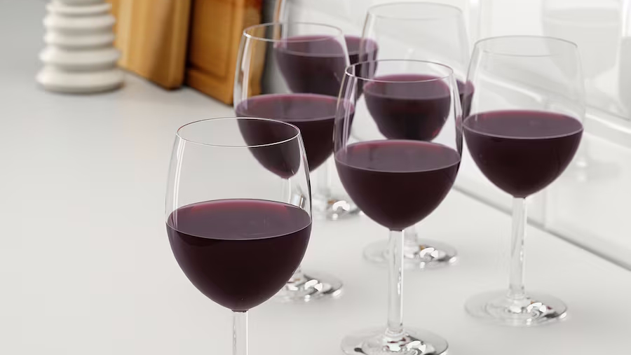 wine glasses with red wine are a hosting essential from ikea