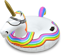 "Rainbow unicorn with sun glasses best snow gear"