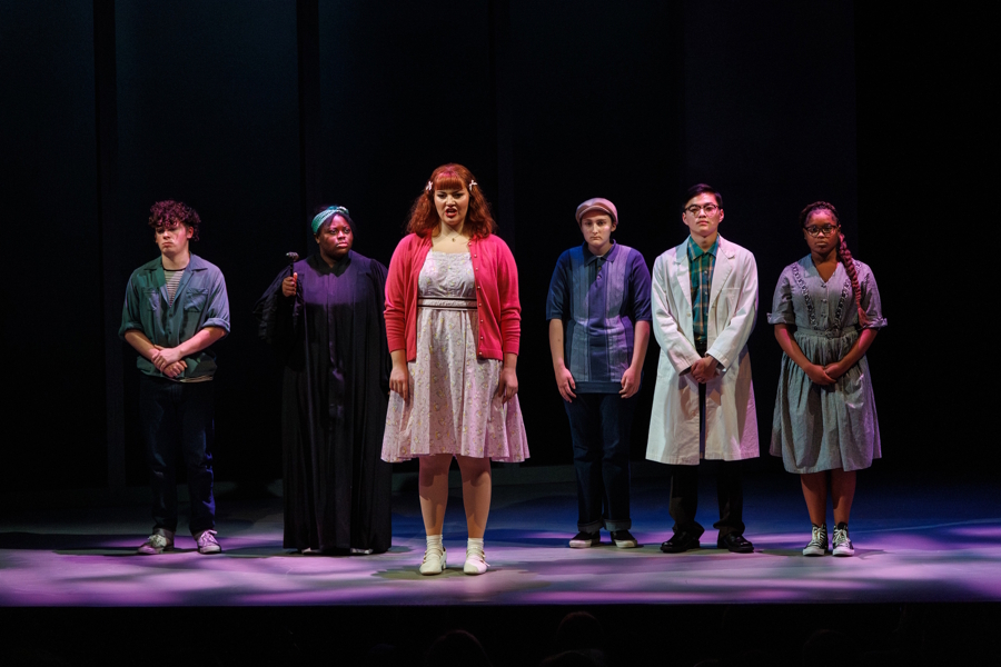 cast members on stage in The Outsiders at the Seattle Rep