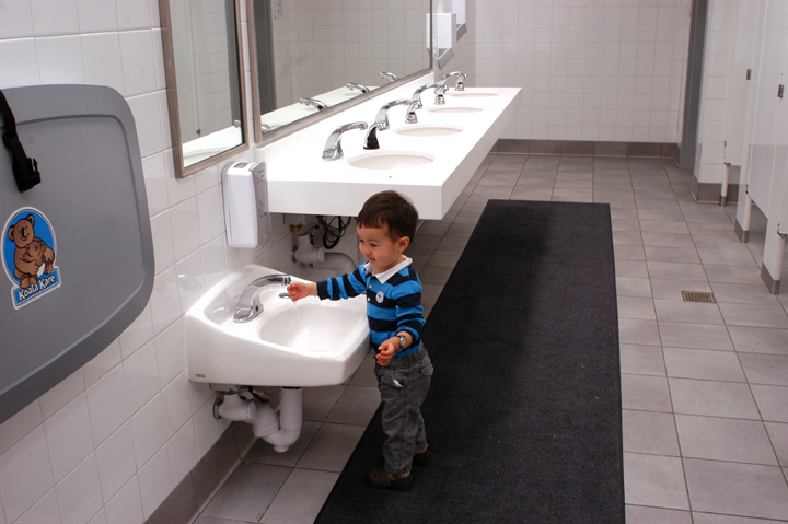 A changing table and a child-height sink in the new Renton IKEA restroom. Photo credit: JiaYing Grygiel