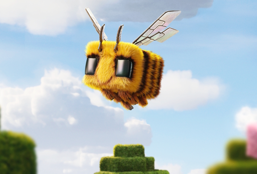 a bee from the Minecraft Movie