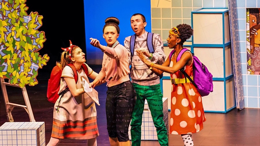 cast of "Ada Twist, Scientist & Friends" discussing solutions to a problem