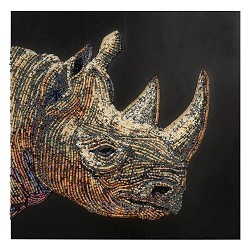 Crayon rhino by artist PaTan on view at Woodland Park Zoo for sale benefitting Seattle children's and Woodland park zoo