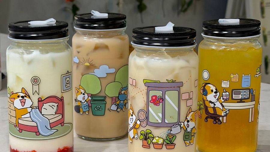 Corgi boba tea at The Moo Bar