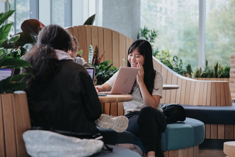 teen girls working on a project together