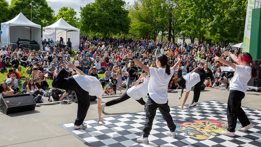 Zulu performs onstage at Northwest Folklife Festival in Seattle over Memorial Day Weekend
