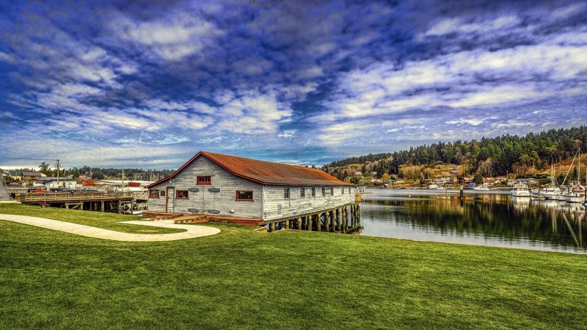 View of Skansie Brothers Park and netshed in Gig Harbor Washington photo credit Mike Grauer Jr