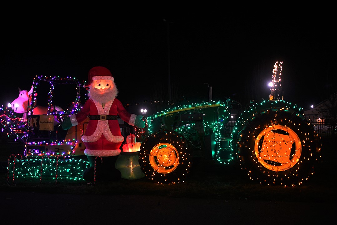 holiday magic at the fair light up santa and tractor