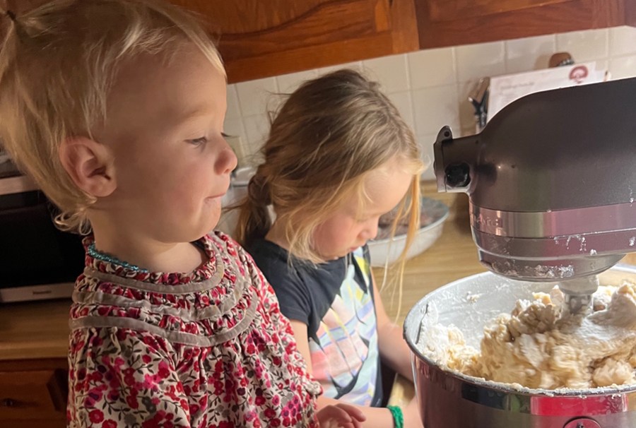 Holiday baking with the farm girls, Margo and Evangeline