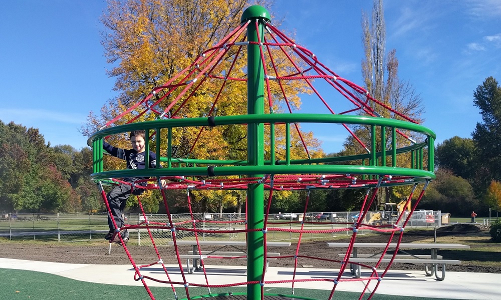 climber geodesic rope dome at lake sammamish state park playground