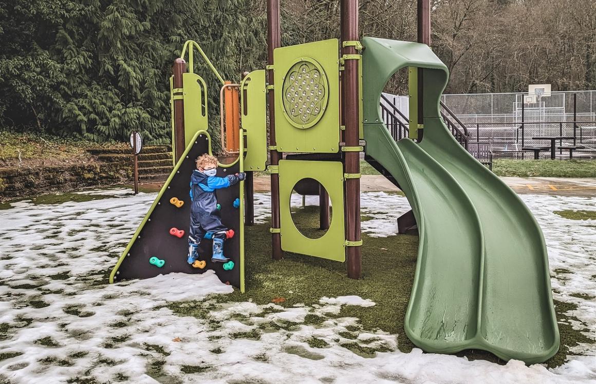 Tot-sized play structure at South Seattle’s new Lakeridge playground