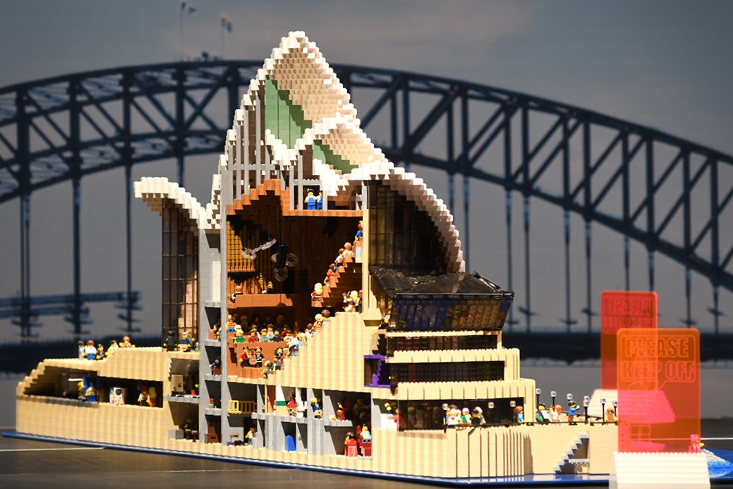 Model of Sydney Opera House on display at Awesome Exhibition The Interactive Exhibition of Lego Models at Seattle Center Fisher Pavilion