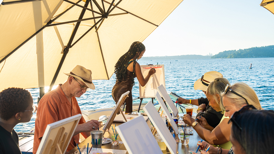 mother's day paint and sip experience at Hyatt Regency Lake Washington