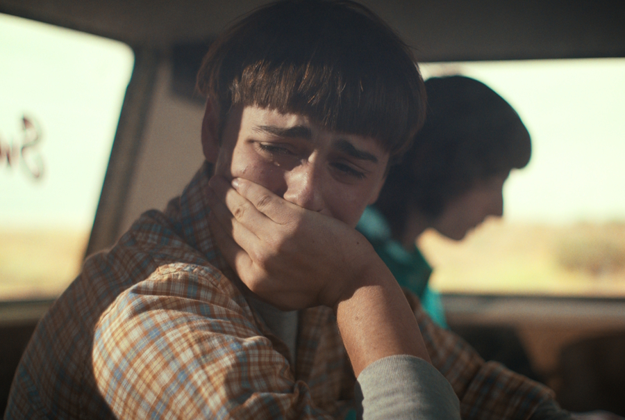 Will Byers looking out a window and crying in Stranger Things