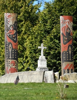 Grave of Chiefl Seattle in the Suquamish Tribal Cemetary on the Port Madison Native Reservation