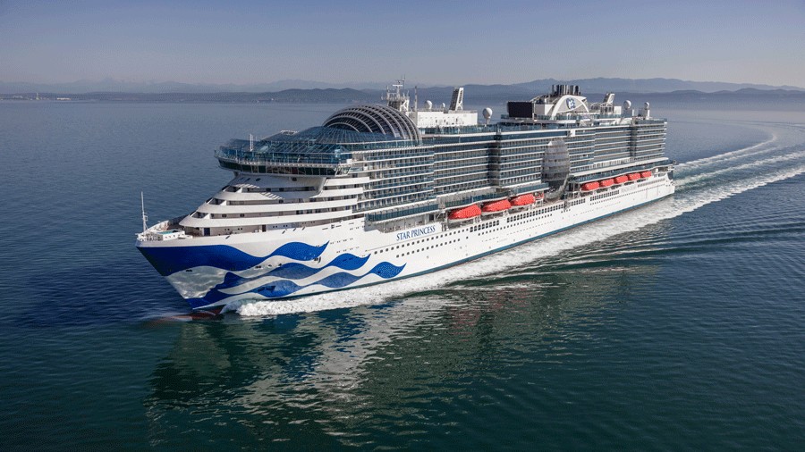 Exterior of the largest Princess cruise ship, sailing from Seattle to Alaska in 2026
