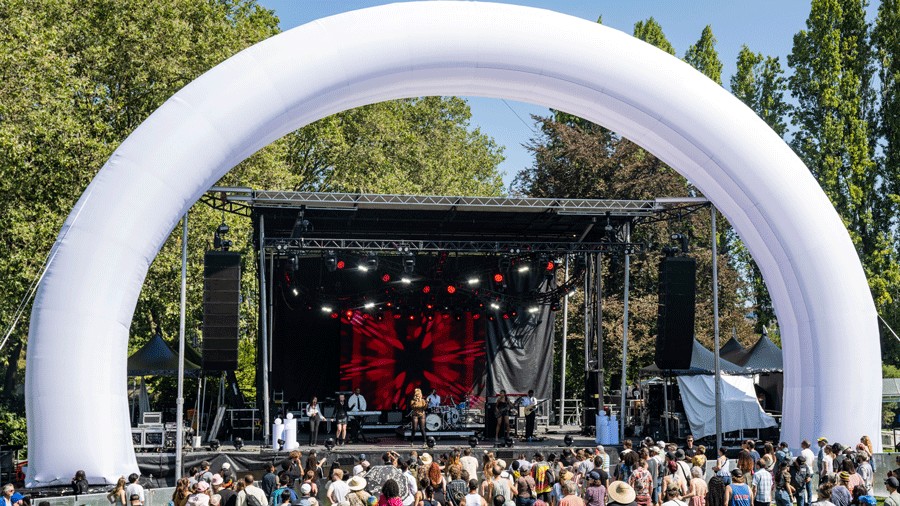stage at bumbershoot with performers in Seattle