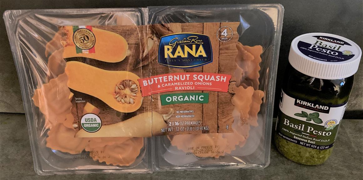 A package of butternut squash raviolis from Costco