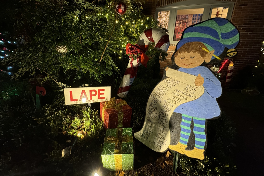 candy cane land Elf with Santa