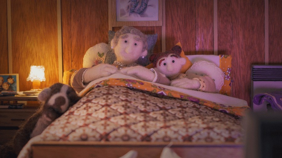 still from "Little Hot Water Bottle" with felt characters, showing during the 2025 Children's Film Festival Seattle