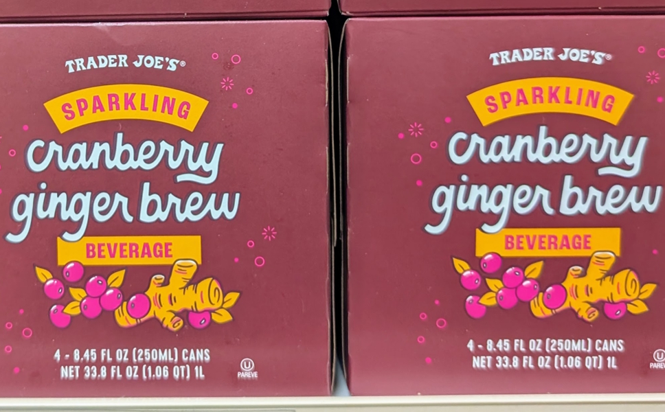 Sparkling cranberry ginger brew at Trader Joe's