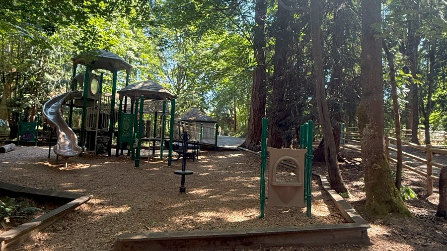 a shaded playground near Seattle where kids can play