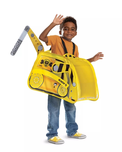 child in a digger costume